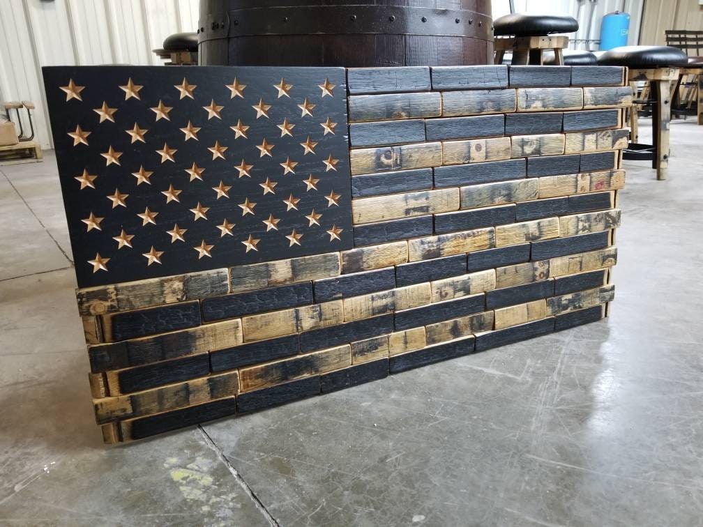 Bourbon Barrel Stave American Flag - Free Shipping, Made in the USA!