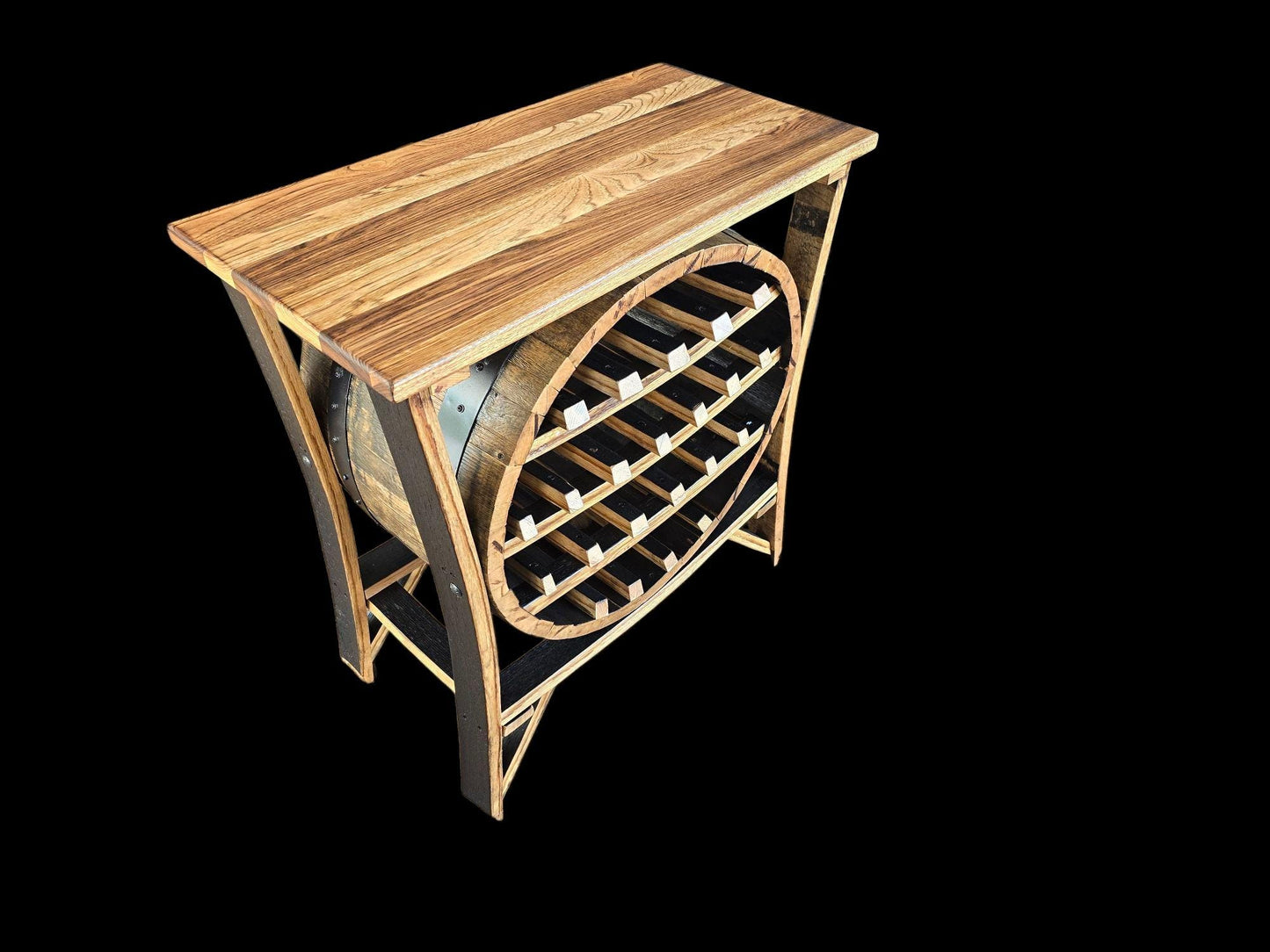 Whiskey Barrel Wine Rack Made From Authentic Whiskey Barrels - Burnt Hickory