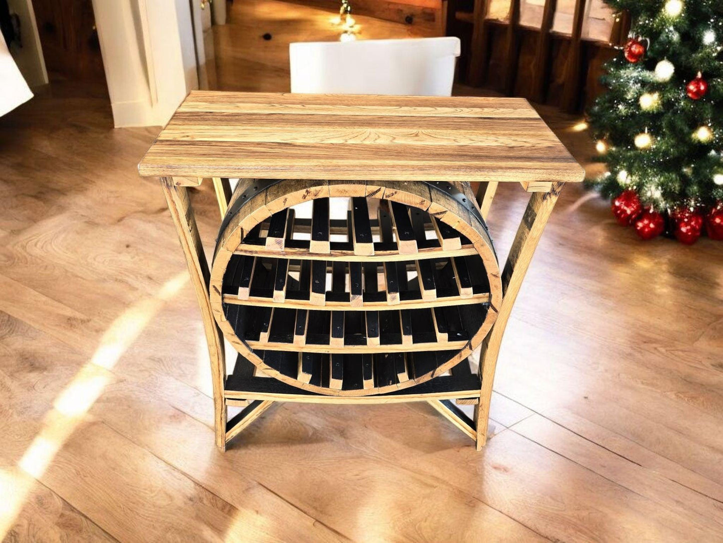 Whiskey Barrel Wine Rack Made From Authentic Whiskey Barrels - Burnt Hickory