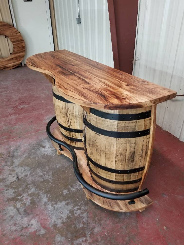 Whiskey Barrel Bar Bourbon Barrel Bar Burnt Hickory Bar Free Shipping Made in the USA!